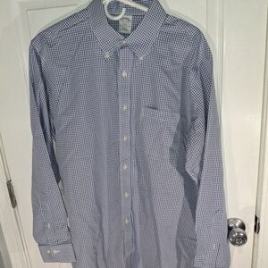 Brooks Brothers 346 Slim Fit Non-Iron Blue Check Dress Shirt 16 1/2 - 4/5